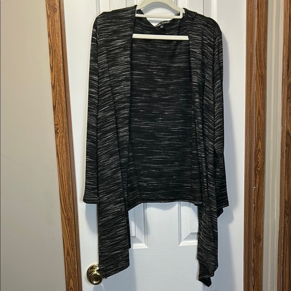 Simply Irresistible Sweaters - Simply Irresistible Black and Gray Asymmetrical Cardigan Sweater